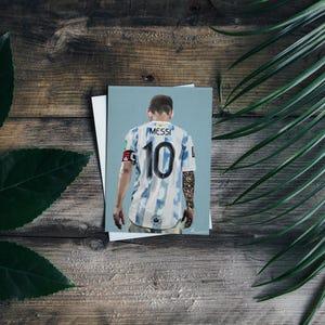 Lionel Messi Painting Postcard - Iconic Football Star Art, Perfect Gift for Soccer Fans and Collectors