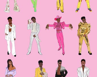 Lil Nas X Outfits Painting: Iconic Musician Artwork (Instant Download)
