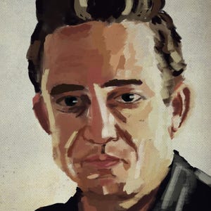 Johnny Cash painting art print A3, Music illustration art, A3 wall decor, A3 art print,