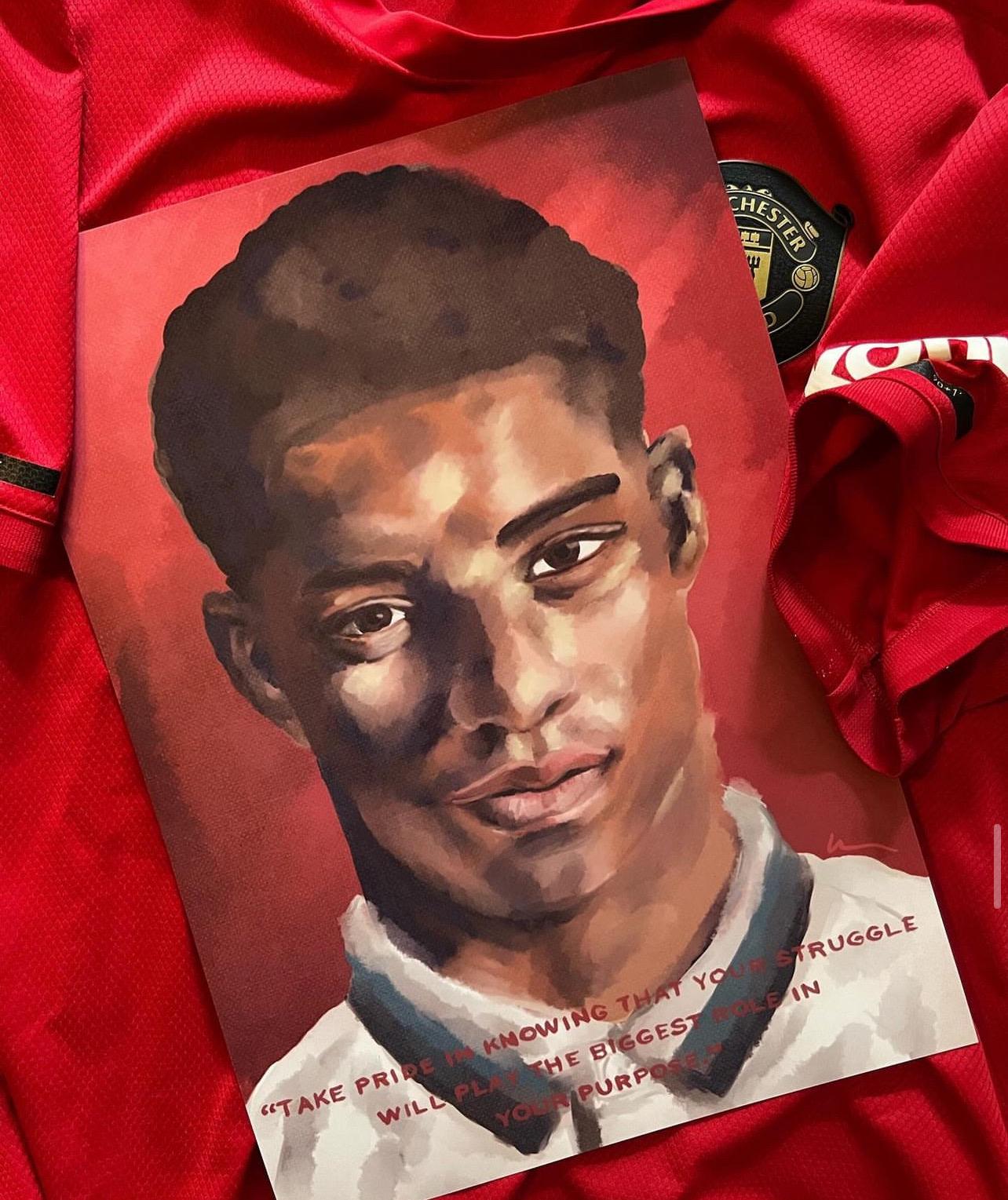 Marcus Rashford Painting Art Print A3, Manchester United Painting, Gift ...