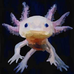 Axolotl painting, amphibian illustration art, Animal wall decor, A4 art print,