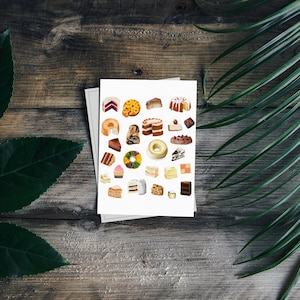 Kuchen Kunst Postkarte, Food Illustration Postkarte, Bäckerei Kunstdruck, A6 Kunstdruck,
