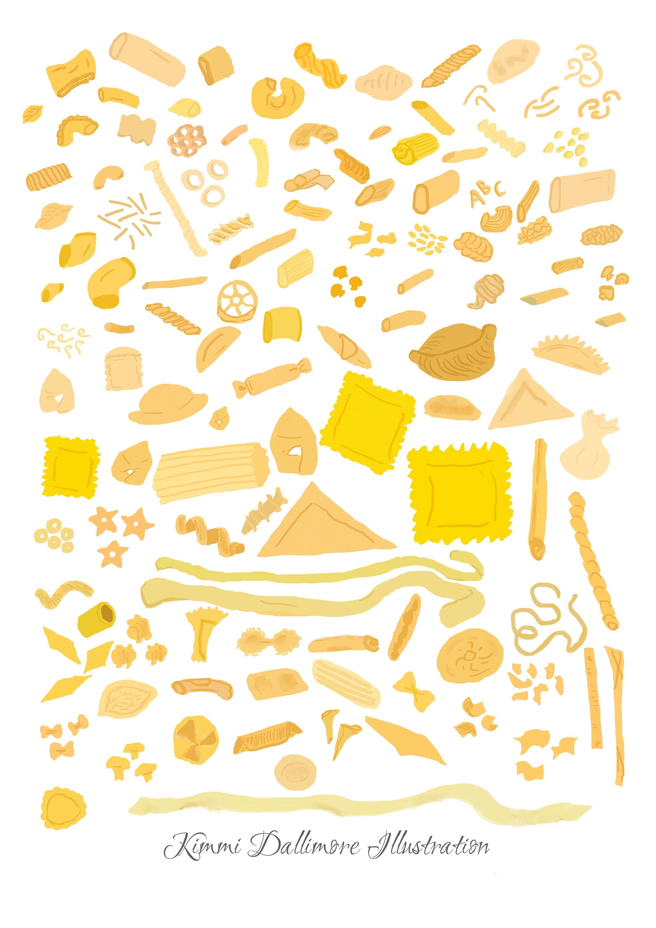 Pasta Illustration Art Print Italian Food Wall Decor Etsy