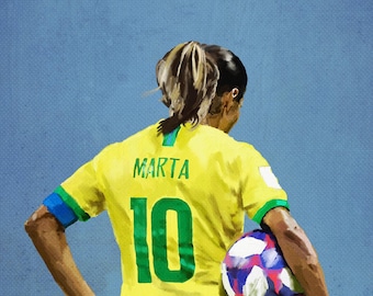 Marta Footballer Portrait Painting Art Print (A3)