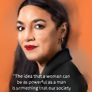 Alexandria Ocasio-Cortez painting art print A3, AOC portrait print, Democratic art,