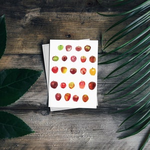 Apfel Kunstpostkarte, Obst Illustration Postkarte, Food Illustration Postkarte, A6 Kunstdruck,