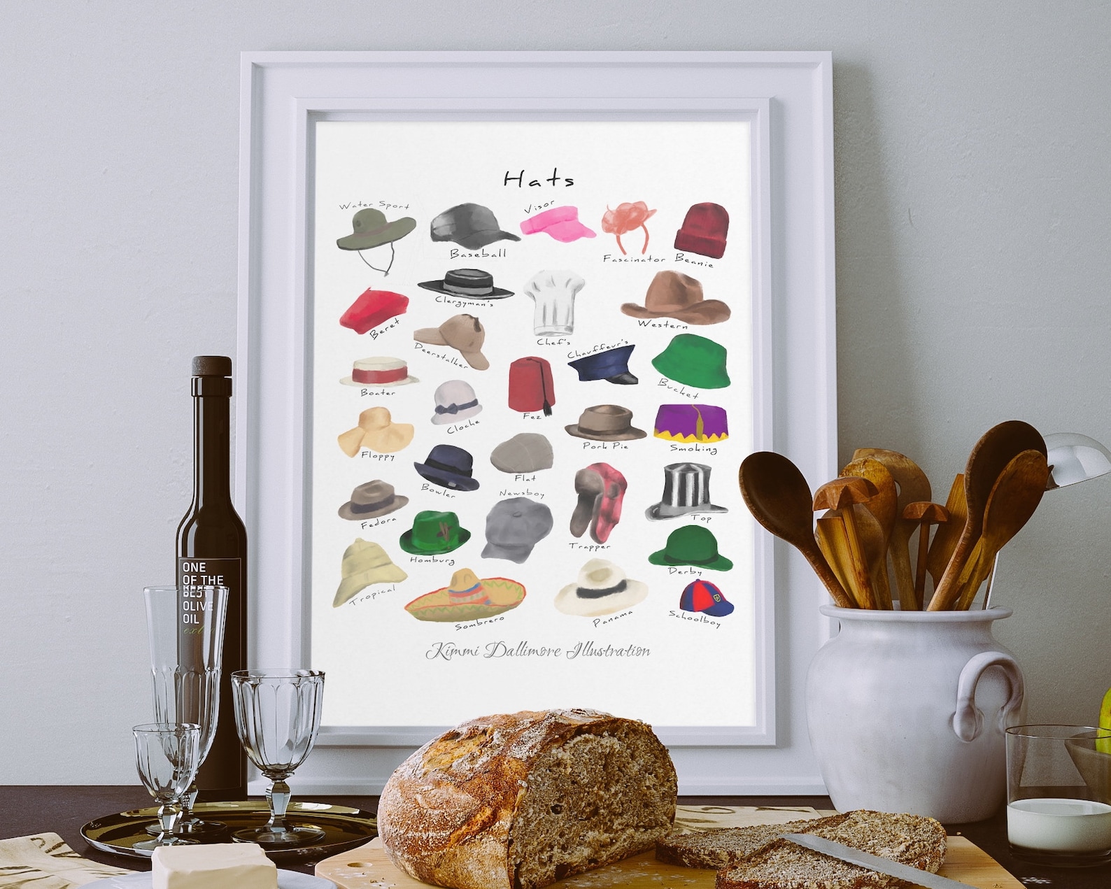 Hat Art Print: Fashion Illustration Wall Decor (A3) - Etsy