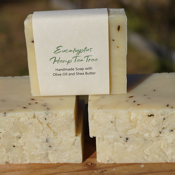 Eucalyptus Hemp and Tea Tree - Vegan - All Natural Bar Soap - Handmade Soap Made With Shea Butter and Olive Oil