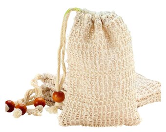 Seifensparer Tasche | Sisal Seife Beutel | Peelingseife | Biologisch abbaubar | Körperpeeling | Umweltfreundlich