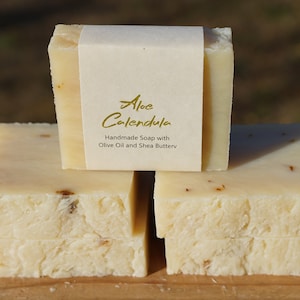 Aloe Calendula - Vegan - All Natural Bar Soap - Handmade Soap Made With Shea Butter, Olive Oil, Aloe Vera and  Calendula Petals