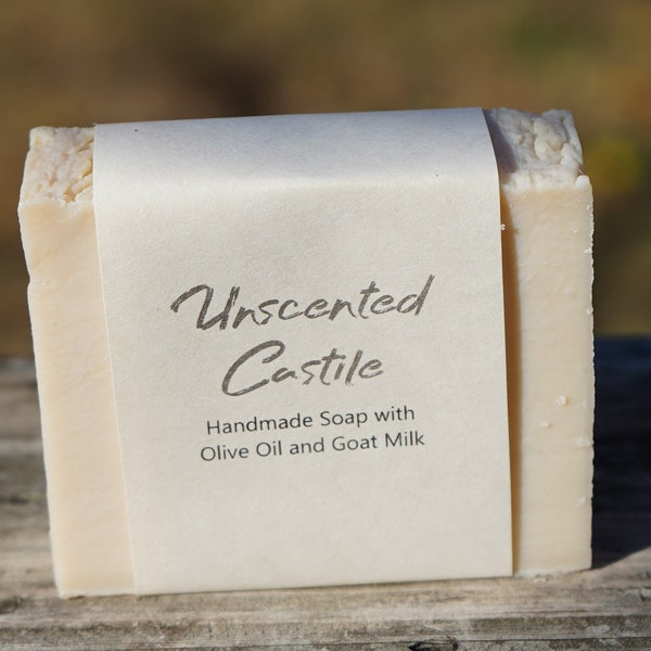 Unscented Castile Goat Milk Soap - All Natural Bar Soap - Handmade Soap Made With Olive Oil