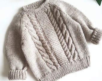 Knitted Baby Sweater | Semi-Wool Cable Knit Jumper