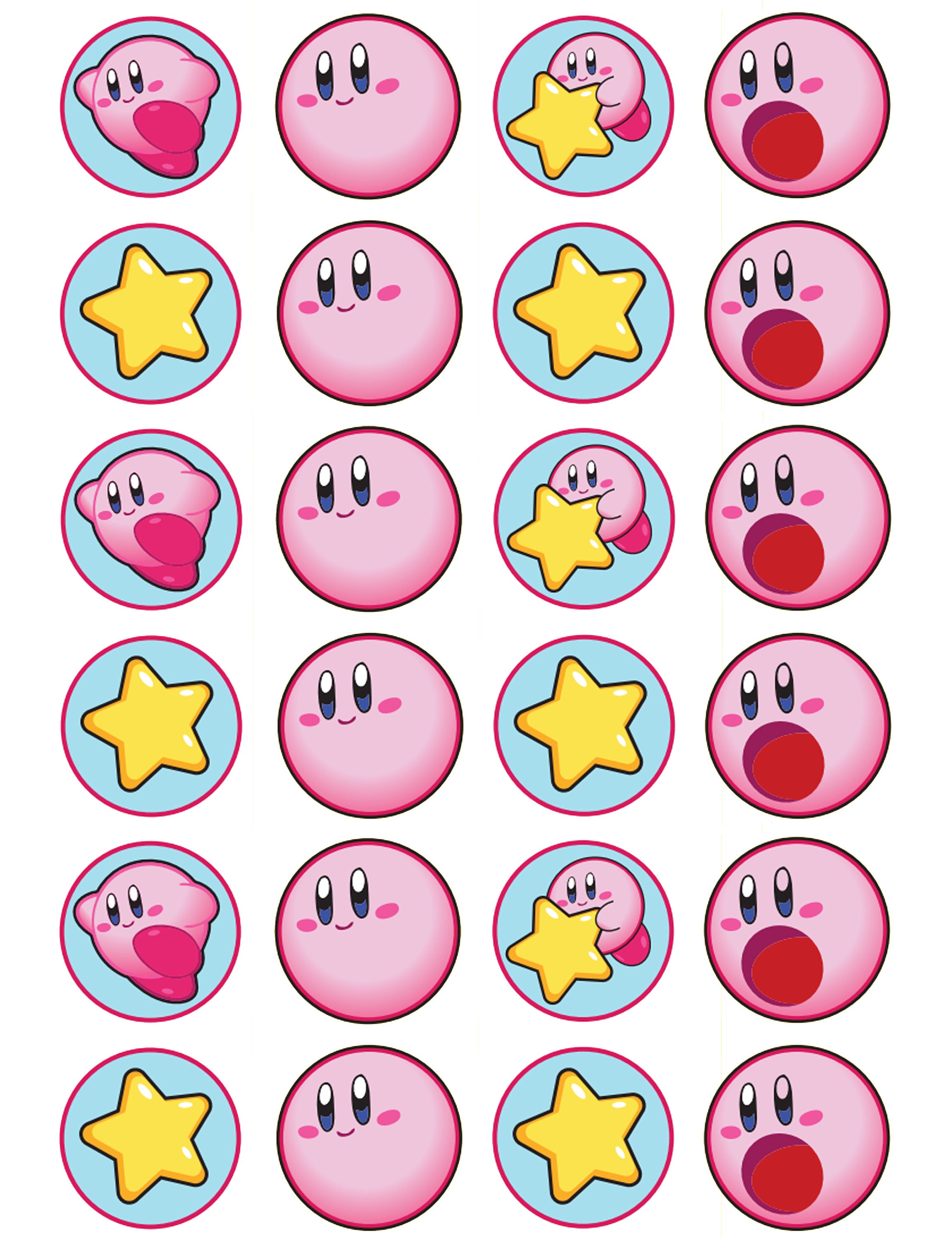 Kirby Wafer/icing Cupcake Toppers Etsy Australia