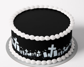 Spooky Grave yard Cake Border Wrap