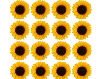 Sunflower flowers wafer/icing cupcake toppers - PRECUT