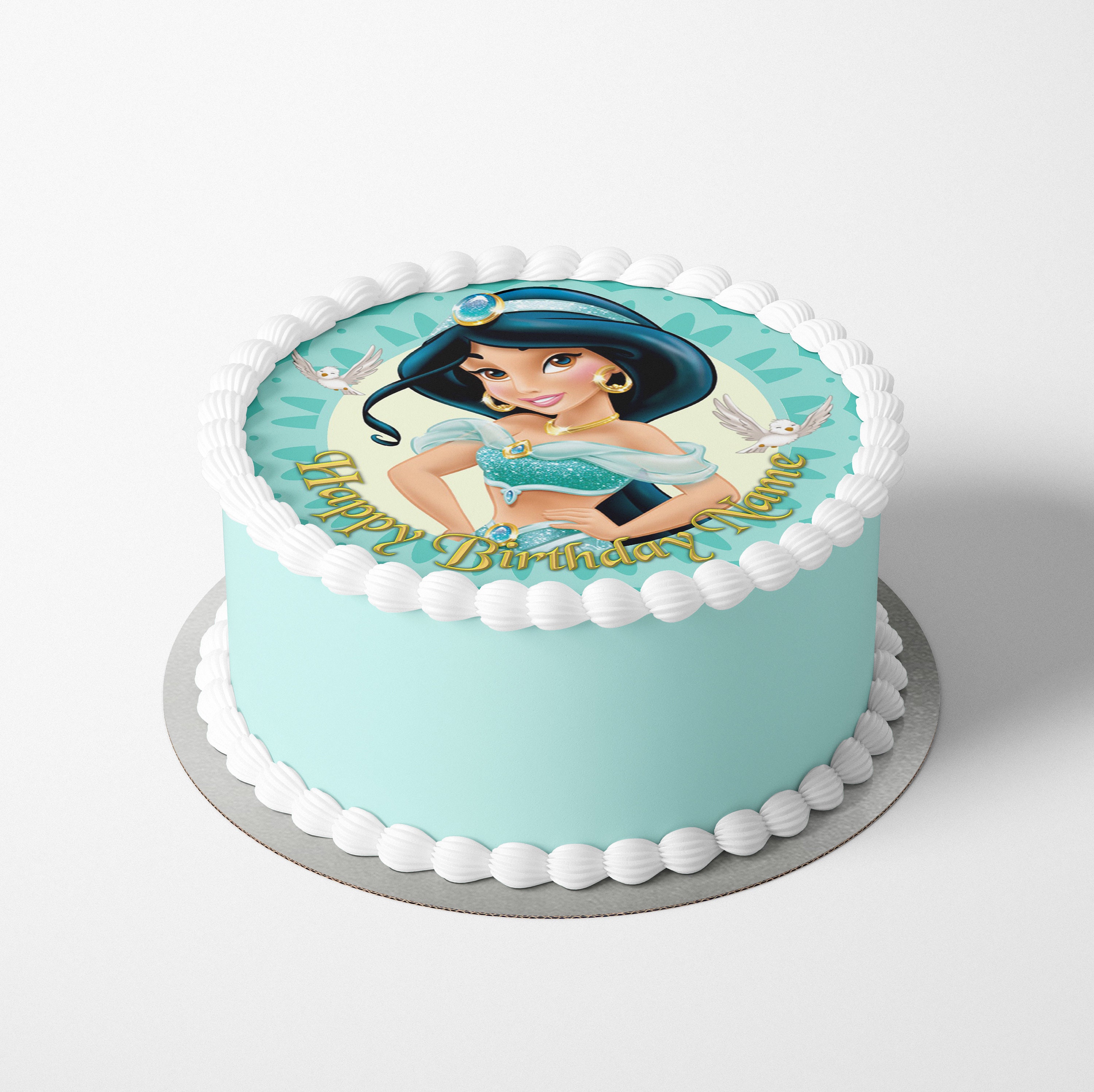 Disney-adorno para tarta de cumpleaños de princesa Aurora, Jasmine, Elsa,  decoración para tarta de feliz