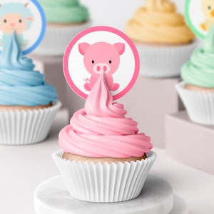 Baby Bauernhof Oblaten / Zuckerguss Cupcake Topper