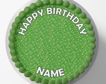 8 Bit Pixel Grass Game Terrain wafer/icing cake topper