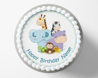 baby jungle animals wafer/icing cake topper