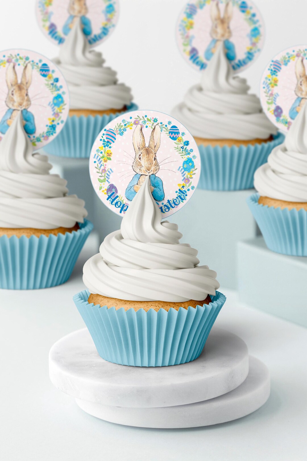 Peter Rabbit Wafer Peter Rabbit Easter Blue Wafer/icing Cupcake Toppers - Etsy