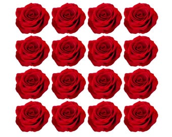 Red Roses flowers wafer/icing cupcake toppers - PRECUT