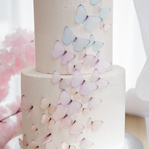 pastel butterflies mix wafer / icing cupcake toppers