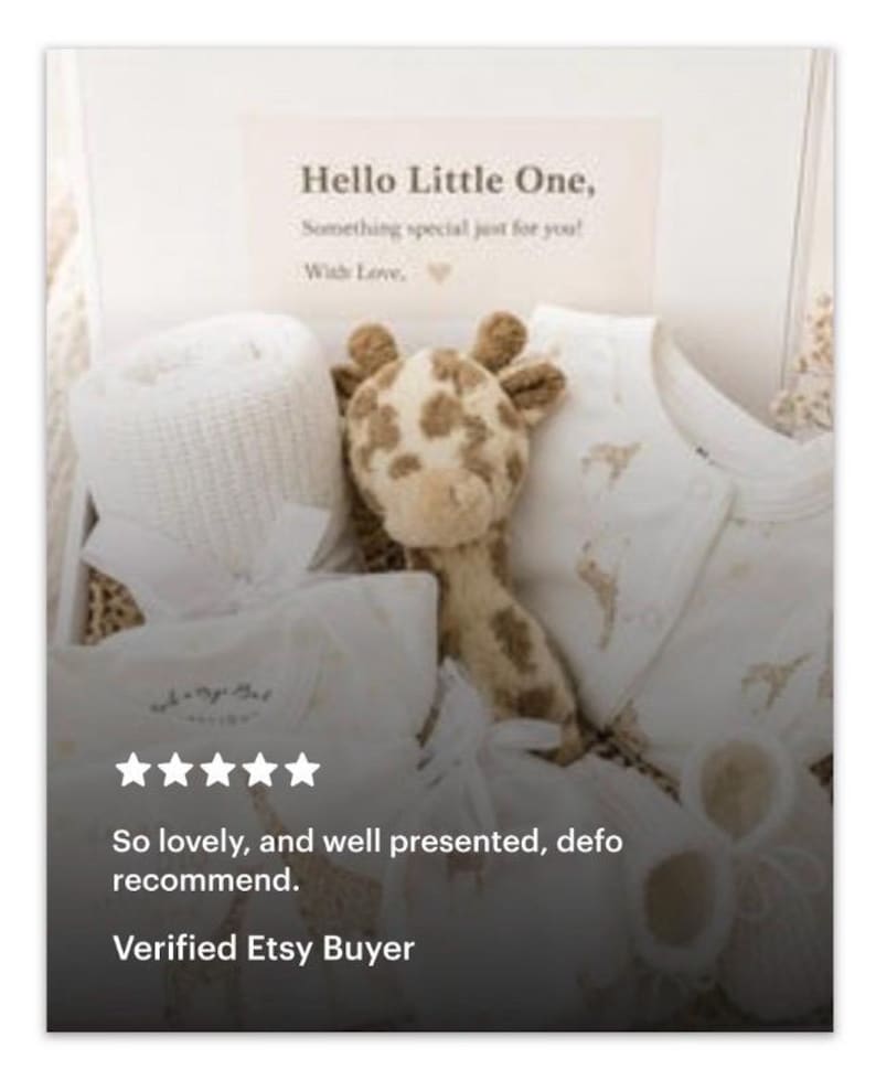 Neutral Baby Gift Box, Newborn Baby Hamper UK, Unisex Baby Shower Gift, Giraffe Safari Baby Set, New Mum Gift, 100% Cotton image 4