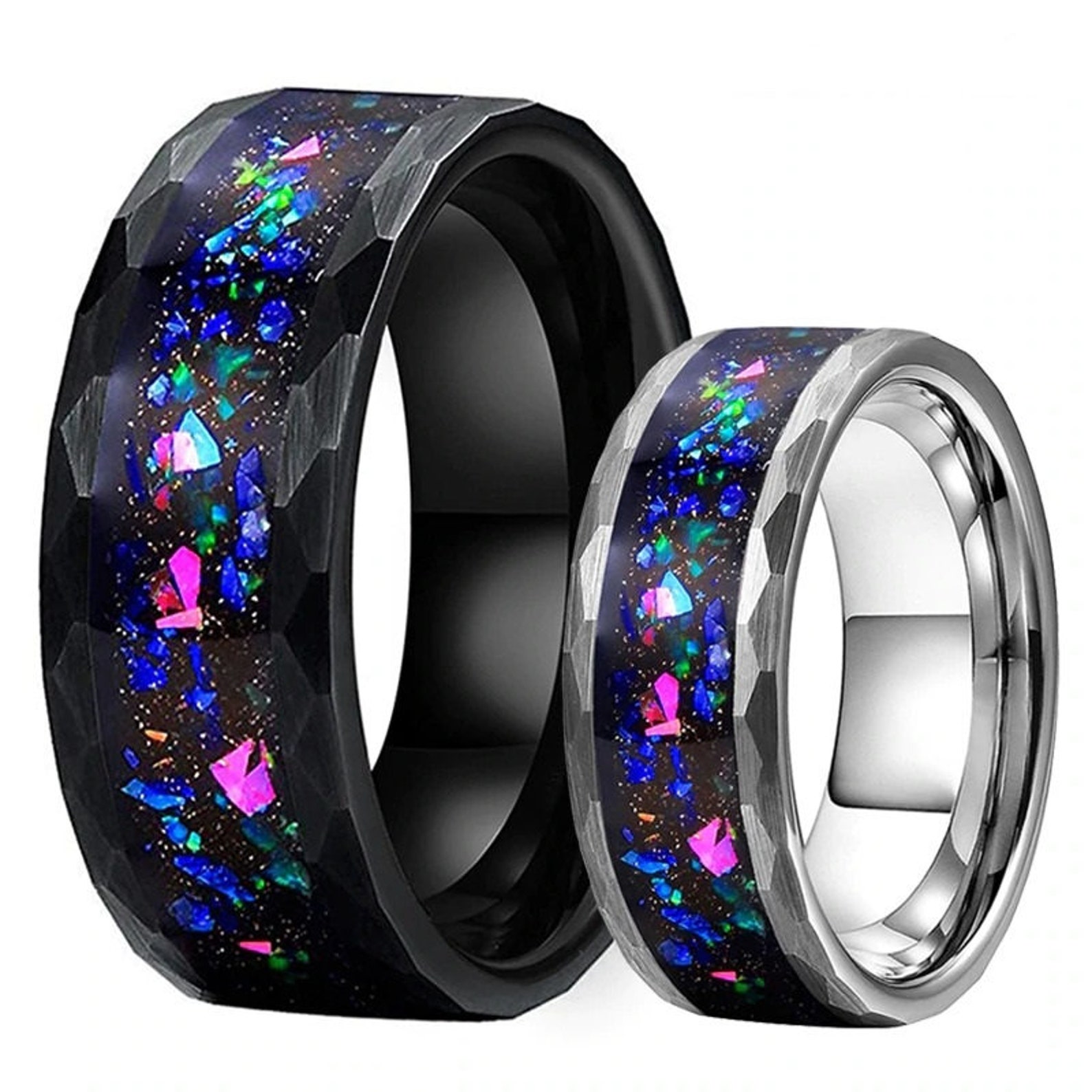 Tungsten Ring Tungsten couple Ring angel and devil ring Etsy