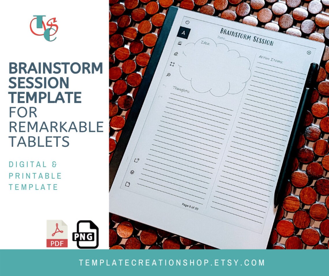 Brainstorm Journal reMarkable 1 and 2 compatible templates Etsy