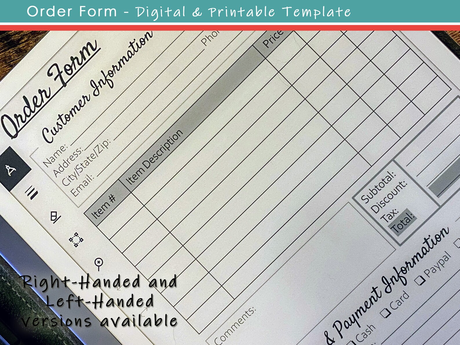 ReMarkable 2 Templates Order Form Etsy
