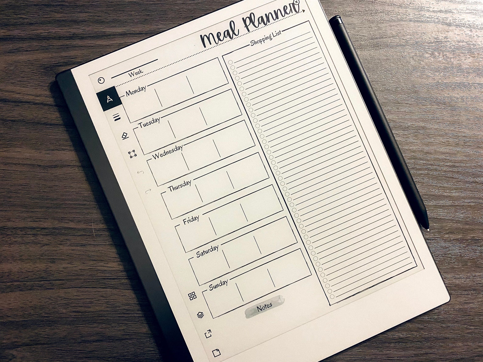 Weekly Meal Planner Remarkable 1 and 2 Compatible Template Etsy