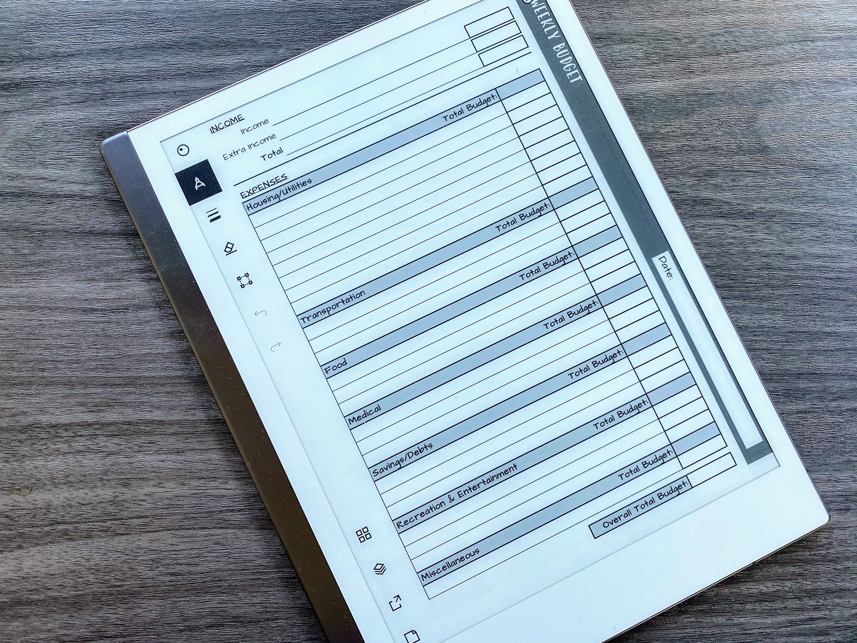 Weekly Personal Budget reMarkable 1 and 2 compatible Etsy