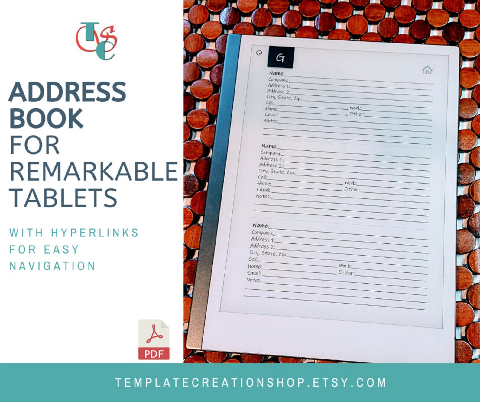 ReMarkable Templates Address Book Phone Number Book for Etsy