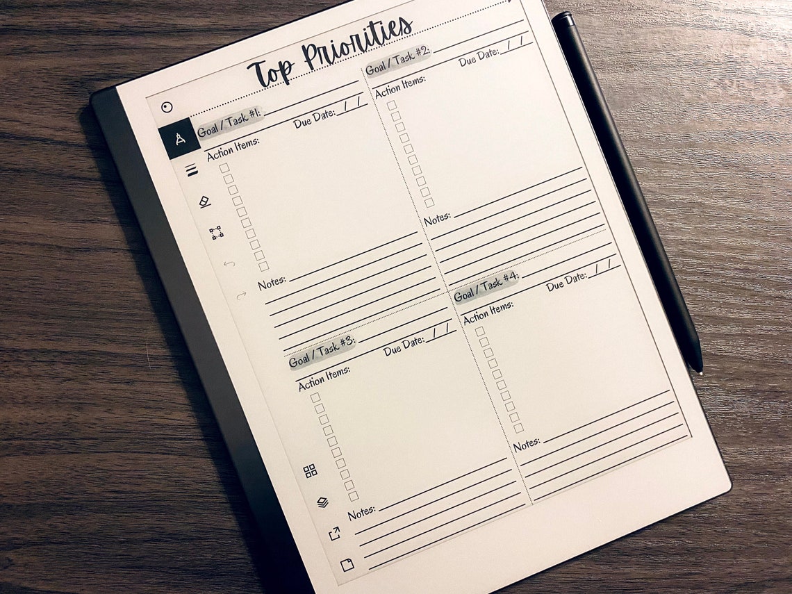 Top 4 priorities remarkable 1 and 2 compatible template etsy