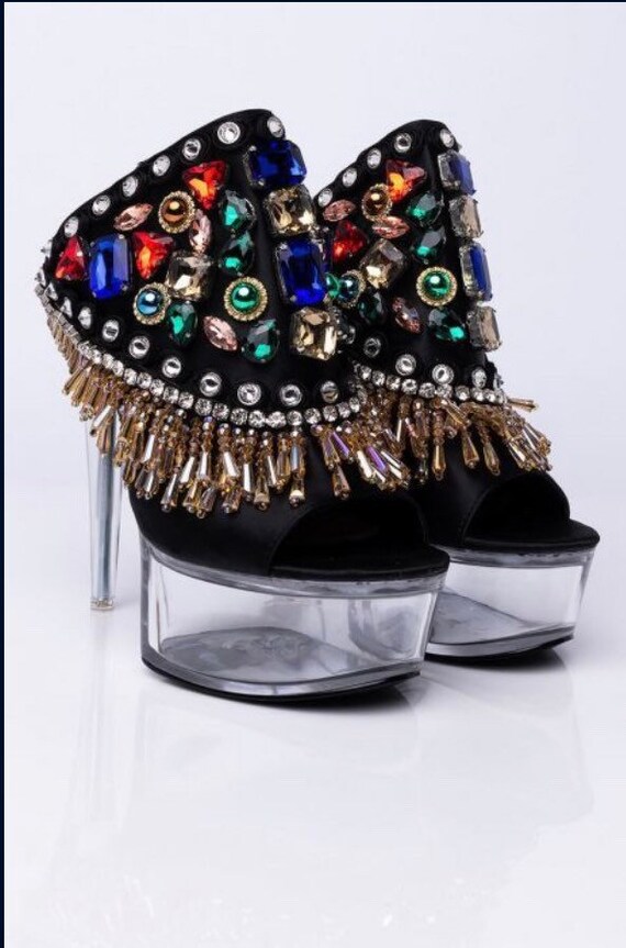 embellished platform heels