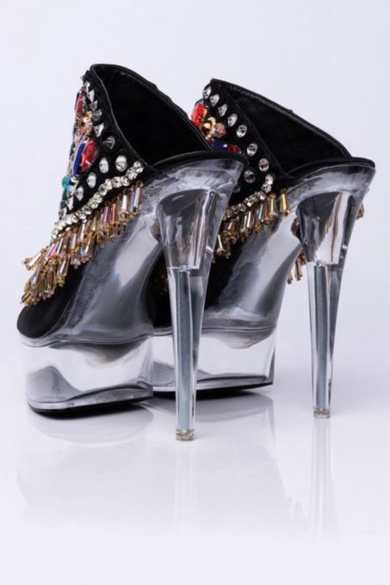 embellished platform heels
