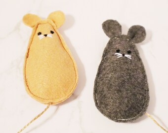 Organic Catnip Mouse Toy for Cats, Brown Gray Play Mice, Kitten Play, Soft Kitty Stuffed, Made to Order, Mice For Pets