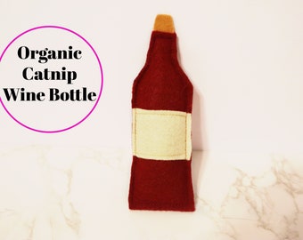 Red Wine Bottle Toy for Cats, Valentine's Day Pet Gift, Organic Catnip Soft Kitty Valentine, Wine Lover, Made to Order, Cat Lovers, For Pets