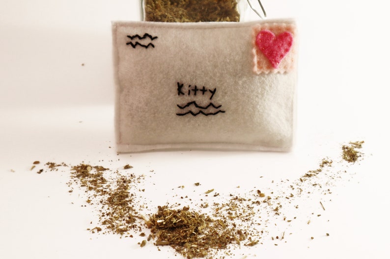 Organic Catnip Valentine Letter Toy for Cats, Personalized Valentine's Day Pet Gift, Kitten Play Valentine, Made to Order, Custom For Pets image 4