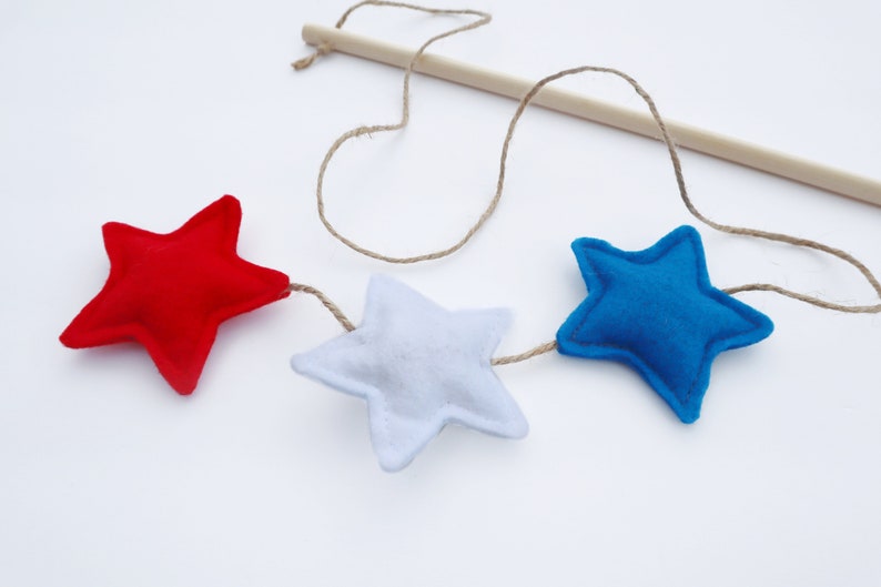 Independence Day Red White and Blue Star Cat Wand Toy, Star Chaser for Cats, Fourth of July, 4th, Firework Pet Interaction, Lure of Stars image 1