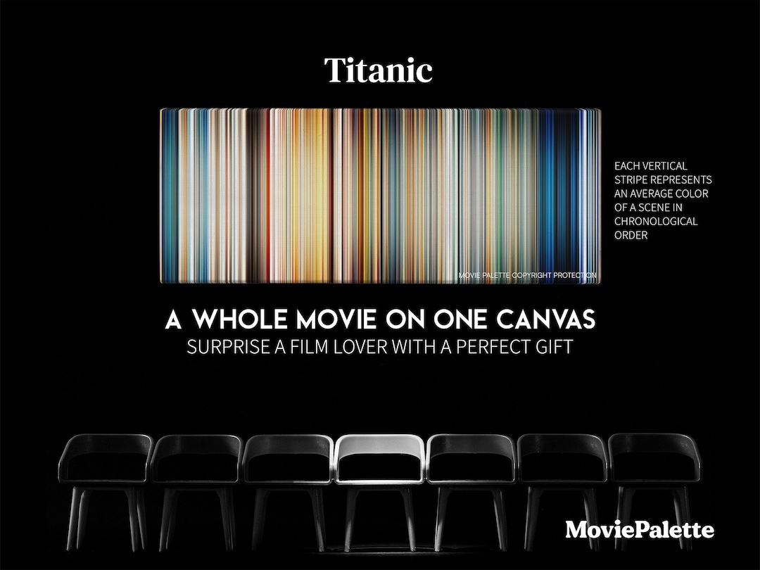 Titanic 1997 Movie on Canvas Movie Palette Movie Barcode Gift for Movie Lover Unique Wall Art ...