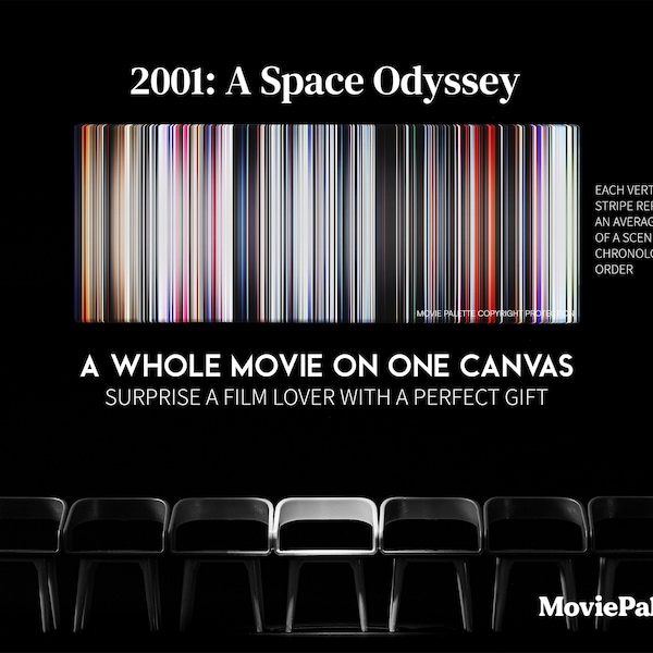 2001: A Space Odyssey (1968) Movie on Canvas | Movie Palette | Movie Barcode | Gift for Movie Lover | Unique Wall Art | Movie on Canvas