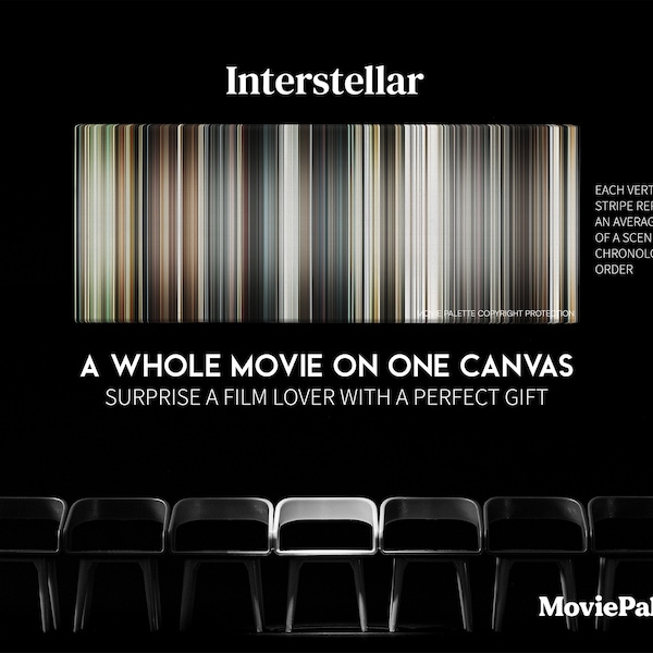 Interstellar (2014) Movie on Canvas | Movie Palette | Movie Barcode | Gift for Movie Lover | Unique Wall Art | Movie on Canvas