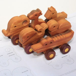 PDF PLAN : Wood Toy Plan Animal Car 6 scroll saw plans (Elephant, crocodile, turtle, horse, whale, giraffe)