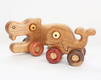 PDF PLAN : Wood Toy Plan Animal Car 2 scroll saw plans / Laser Mark (Hippo, Whale)
