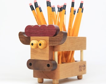 Cow Pencil Holder Plan: Wooden Animal Toy (PDF)