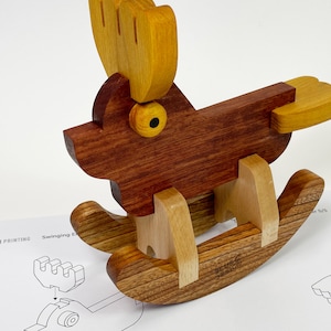 PDF PLAN : Deer Swinging, Animal toys, Wooden toys, Kids toys, Toys for kids, Wooden toy, Educational toy, Plan, PDF