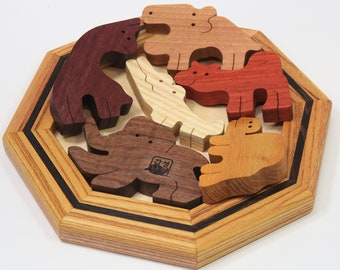 PDF PLAN : Octagon Animals, Wood Puzzle, Puzzle template, Animal toys, Kids puzzles, Art puzzle, Puzzle, Plan, PDF