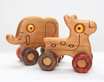 PDF PLAN : Wood Toy Plan Animal Car 2 scroll saw plans / Laser Mark (Elephant, Deer)