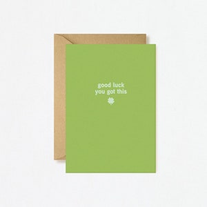 Good Luck You Got This Card Bright & Minimal Cute Abstract Shapes Greeting Card Green Lucky 4Leaf Clover Irish Eco-Friendly Vegan image 1